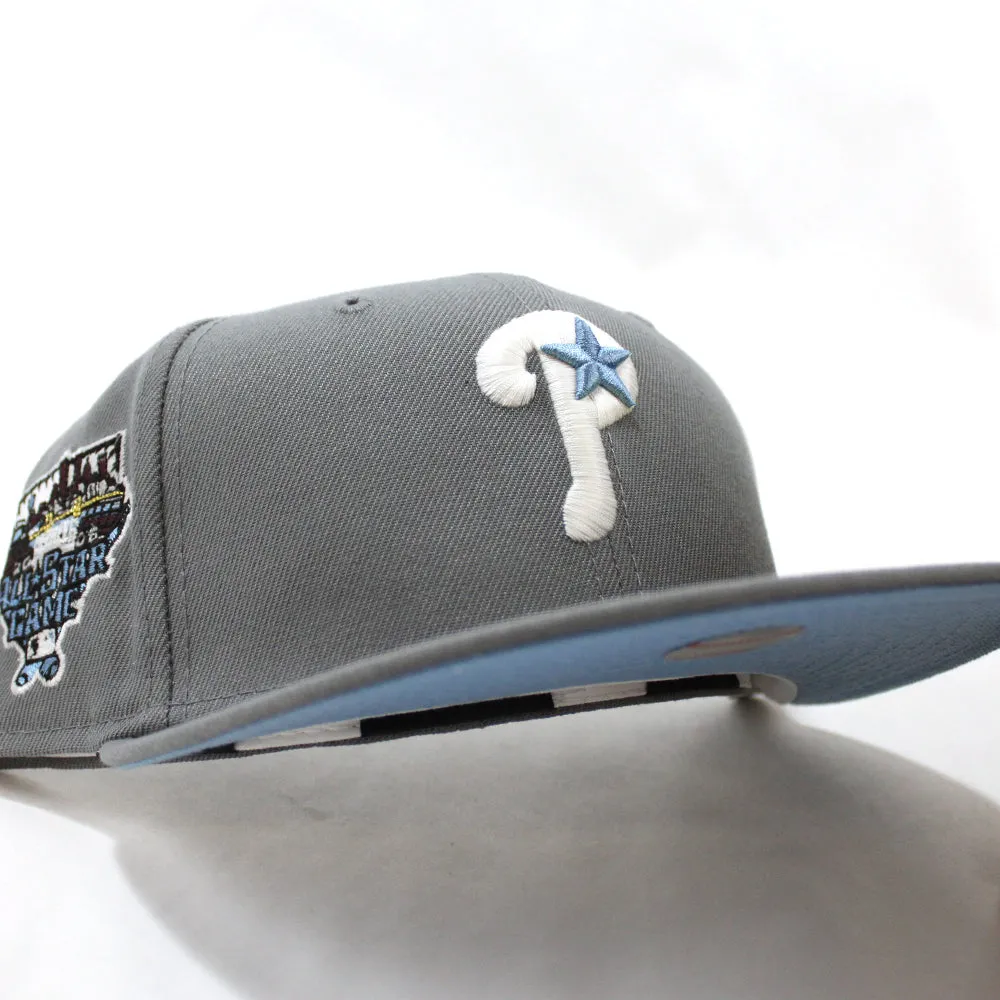 Philadelphia Phillies 2006 All Star Game 59Fifty New Era Fitted Hats (GITD Storm Gray with SkyBlue Under Brim)