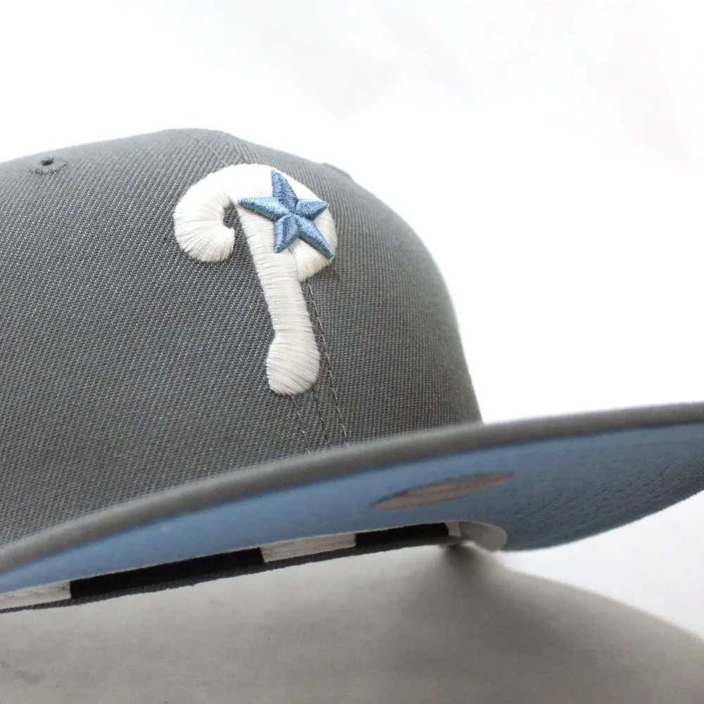 Philadelphia Phillies 2006 All Star Game 59Fifty New Era Fitted Hats (GITD Storm Gray with SkyBlue Under Brim)