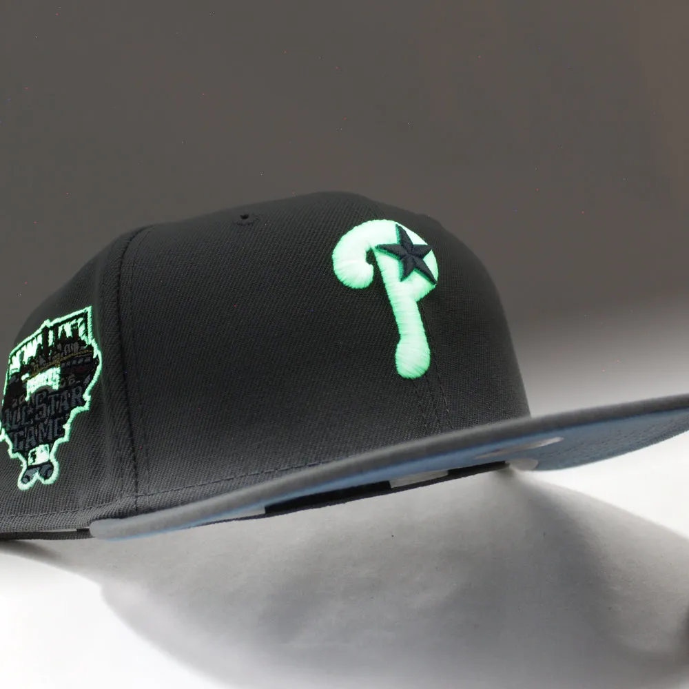 Philadelphia Phillies 2006 All Star Game 59Fifty New Era Fitted Hats (GITD Storm Gray with SkyBlue Under Brim)