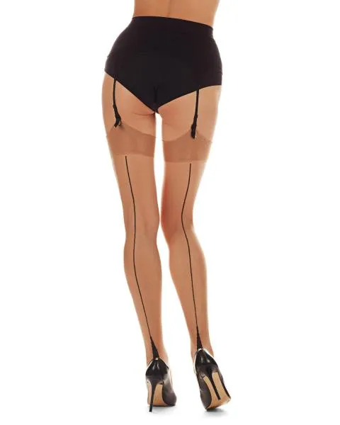 Pinup Cuban Heel Backseam Stocking - Nude/Black -