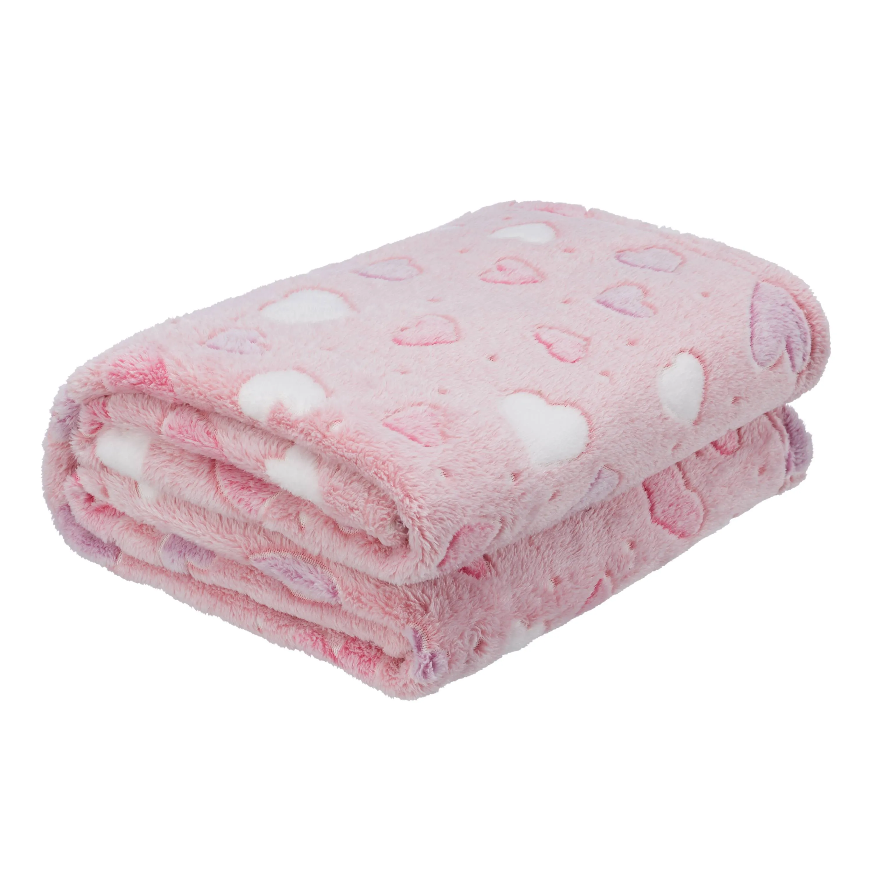 Plush Pink Fuzzy Blanket GLOW IN THE DARK Heart Soft Throw Blanket Washable