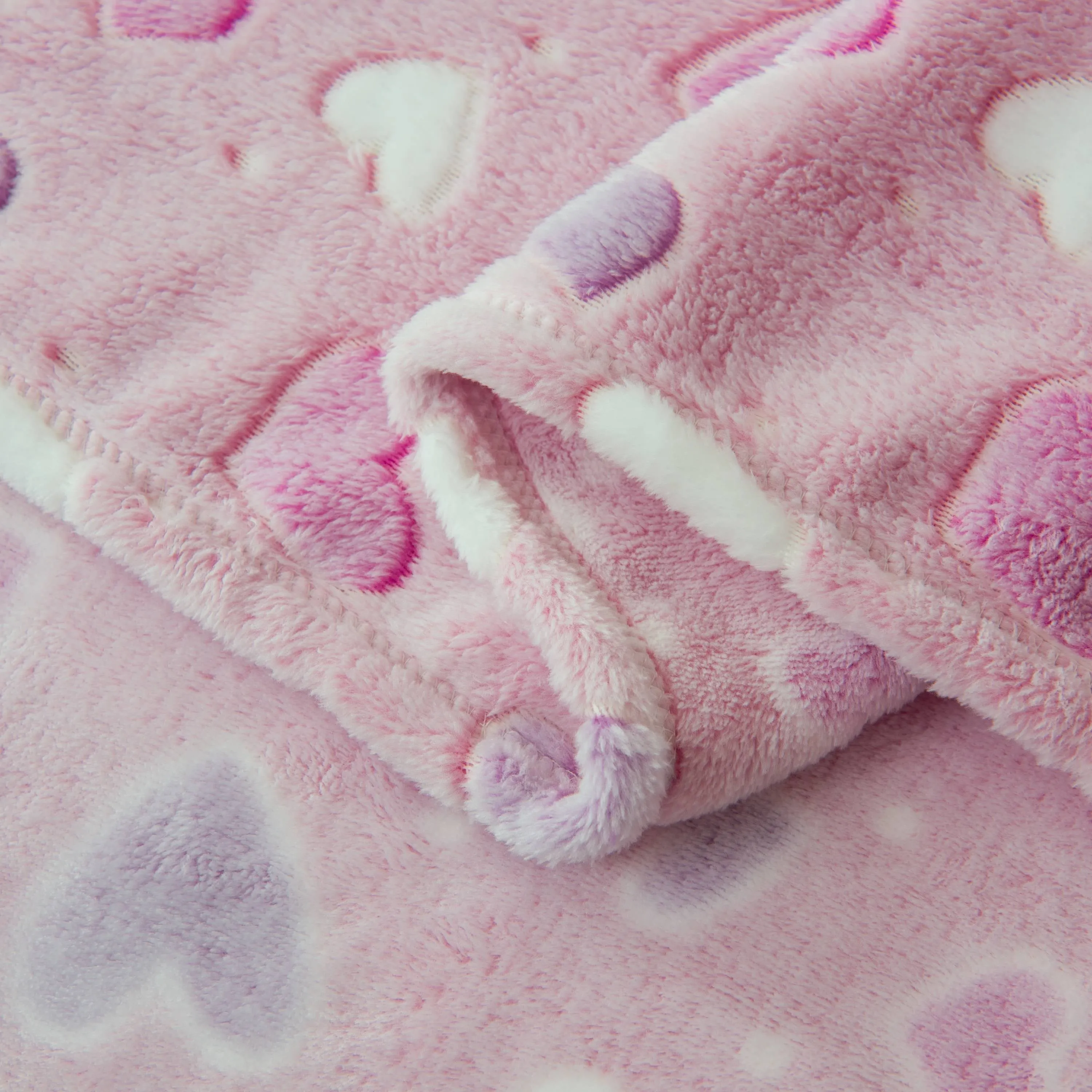 Plush Pink Fuzzy Blanket GLOW IN THE DARK Heart Soft Throw Blanket Washable