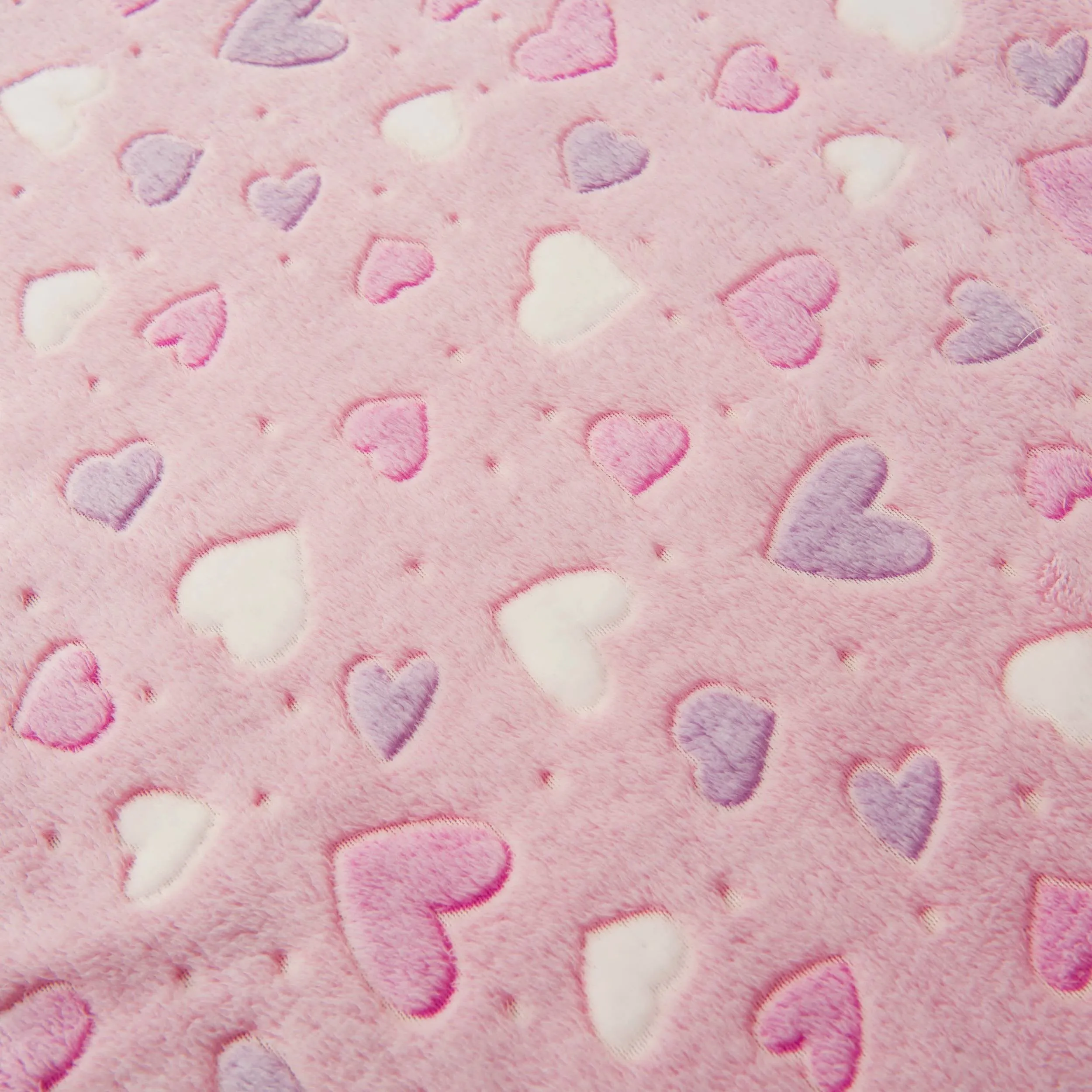 Plush Pink Fuzzy Blanket GLOW IN THE DARK Heart Soft Throw Blanket Washable