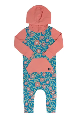 RAGS Long Sleeve Hooded Kangaroo Rag Romper - Fall Floral