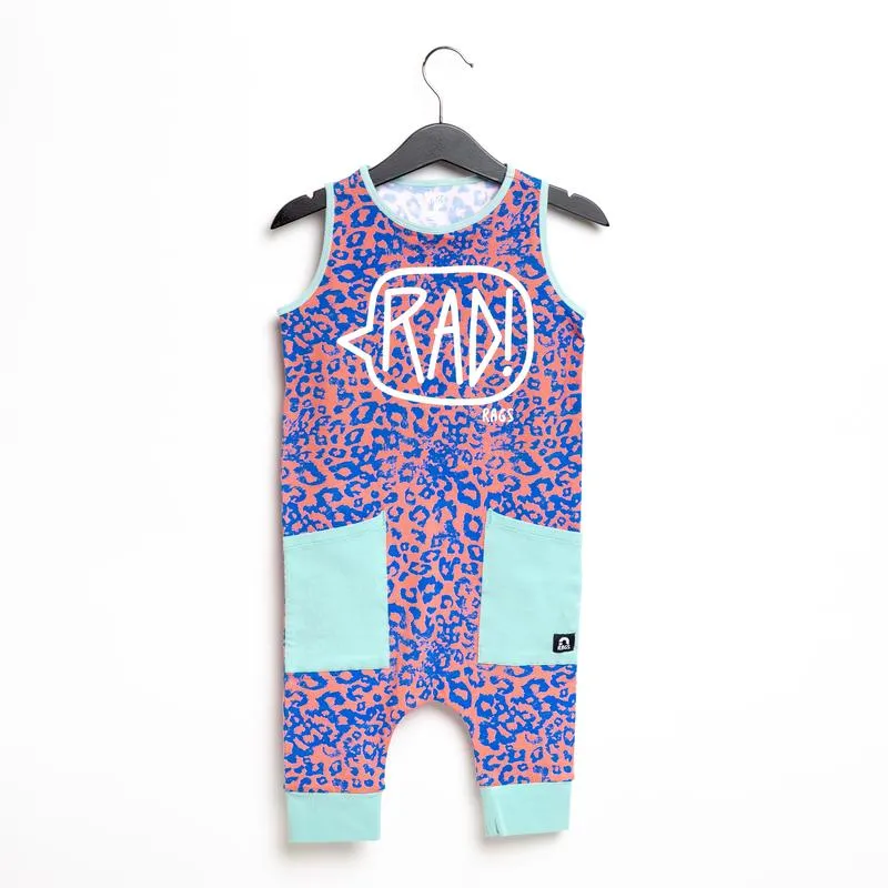 RAGS Tank Capri Hip Pocket Romper - Rad Red & Blue Leopard
