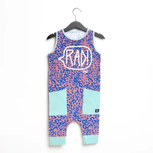 RAGS Tank Capri Hip Pocket Romper - Rad Red & Blue Leopard