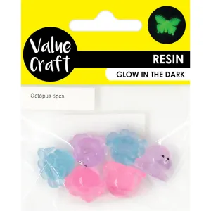 RESIN GLOW IN THE DARK OCTOPUS 6PC