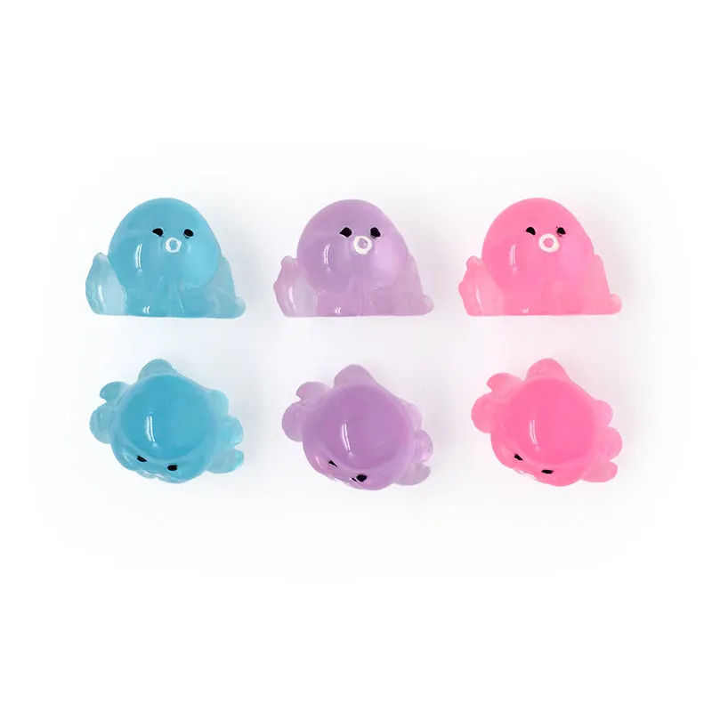 RESIN GLOW IN THE DARK OCTOPUS 6PC