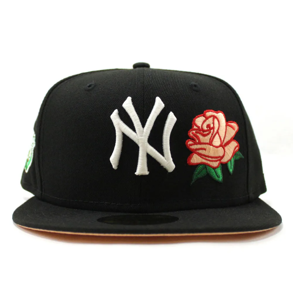 Rose New York Yankees 1998 World Series New Era 59Fifty Fitted Hat (Glow in the Dark Black Peach Under Brim)