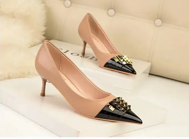 Roxie Studded Two-Tone Pumps