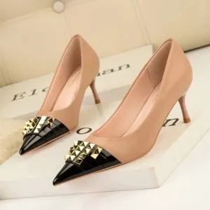 Roxie Studded Two-Tone Pumps
