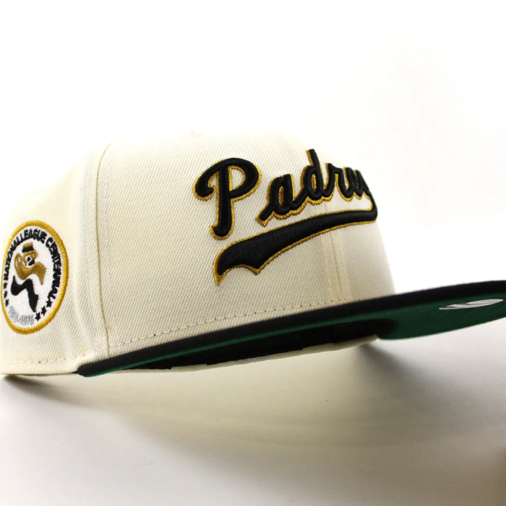 San Diego Padres 1879-1976 New Era 59Fifty Fitted Hat (Chrome White Black Green Under Brim)