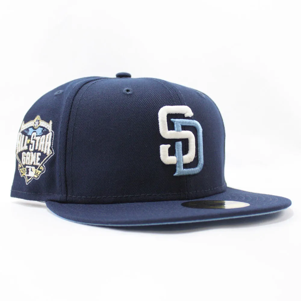 San Diego Padres 2016 All Star Game New Era Fitted 59Fifty Hat (Glow in the Dark Navy Sky Blue Under Brim)
