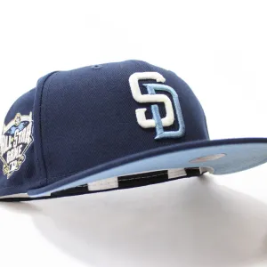 San Diego Padres 2016 All Star Game New Era Fitted 59Fifty Hat (Glow in the Dark Navy Sky Blue Under Brim)