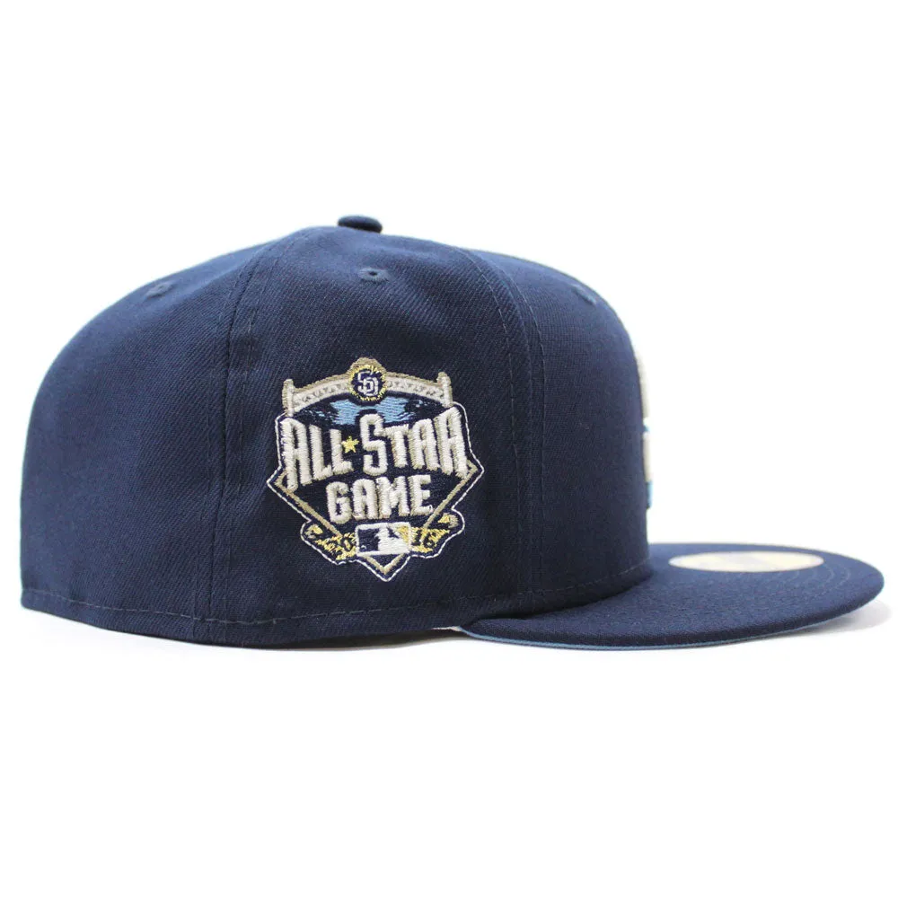 San Diego Padres 2016 All Star Game New Era Fitted 59Fifty Hat (Glow in the Dark Navy Sky Blue Under Brim)