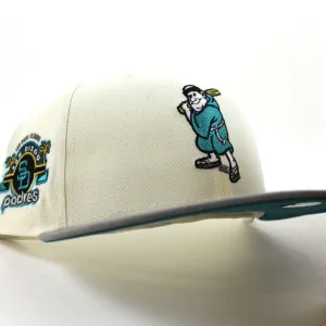 San Diego Padres STADIUM New Era 59Fifty Fitted Hat (Glow in the Dark Chrome White Misty Morning Aqua Under Brim)