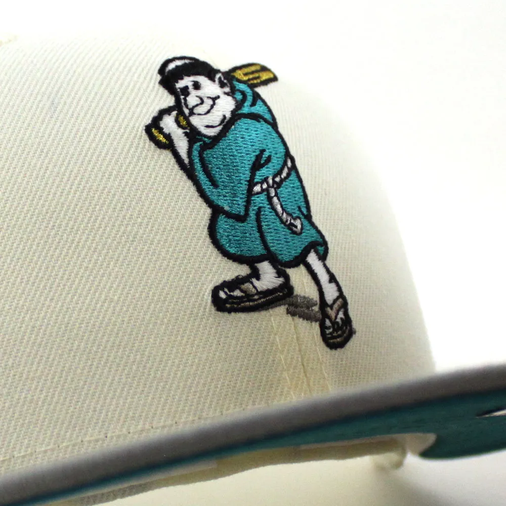 San Diego Padres STADIUM New Era 59Fifty Fitted Hat (Glow in the Dark Chrome White Misty Morning Aqua Under Brim)