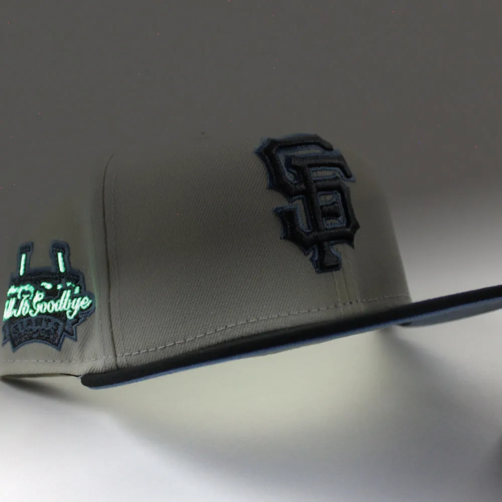 San Francisco Giants 1960 99 TELL IT GOODBYE New Era 59Fifty Fitted Hat (Chrome White Sky Blue Under Brim)