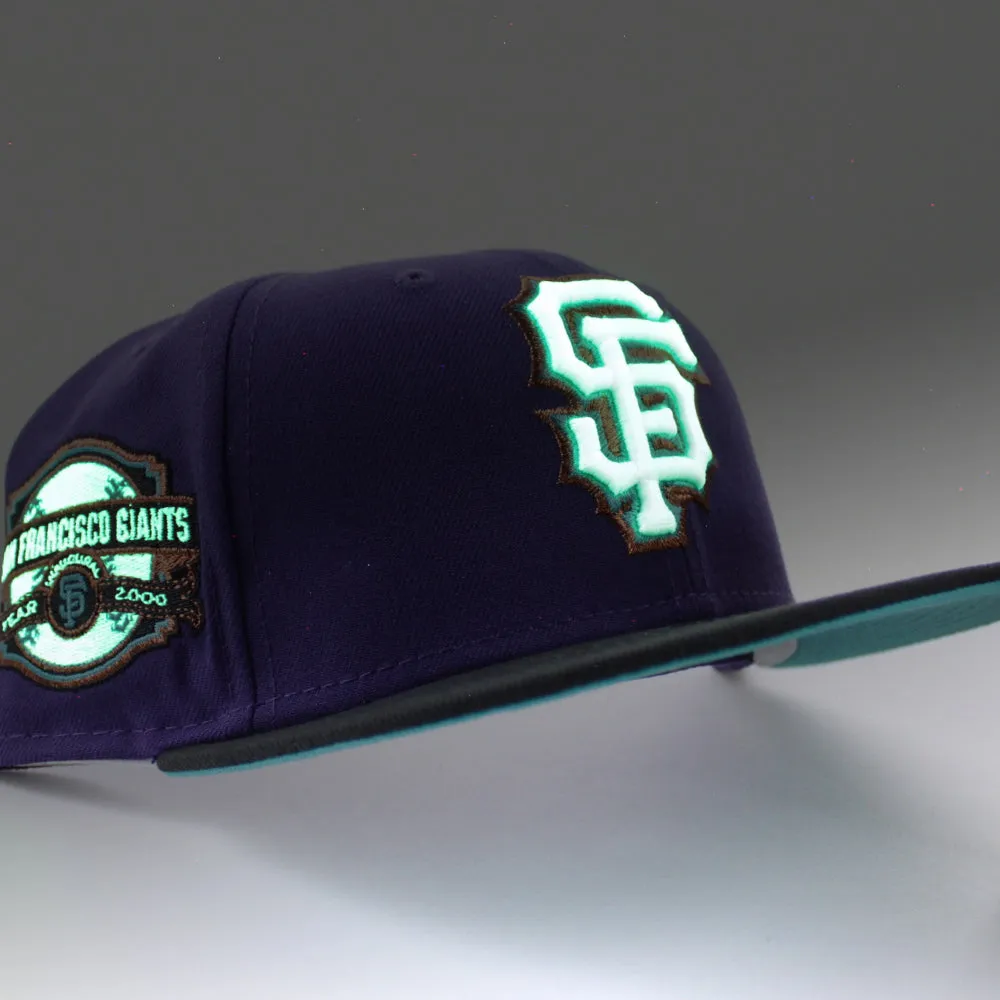 San Francisco Giants INAUGURAL YEAR 2000 New Era 59Fifty Fitted Hat (GITD Purple Black Aqua Under Brim)