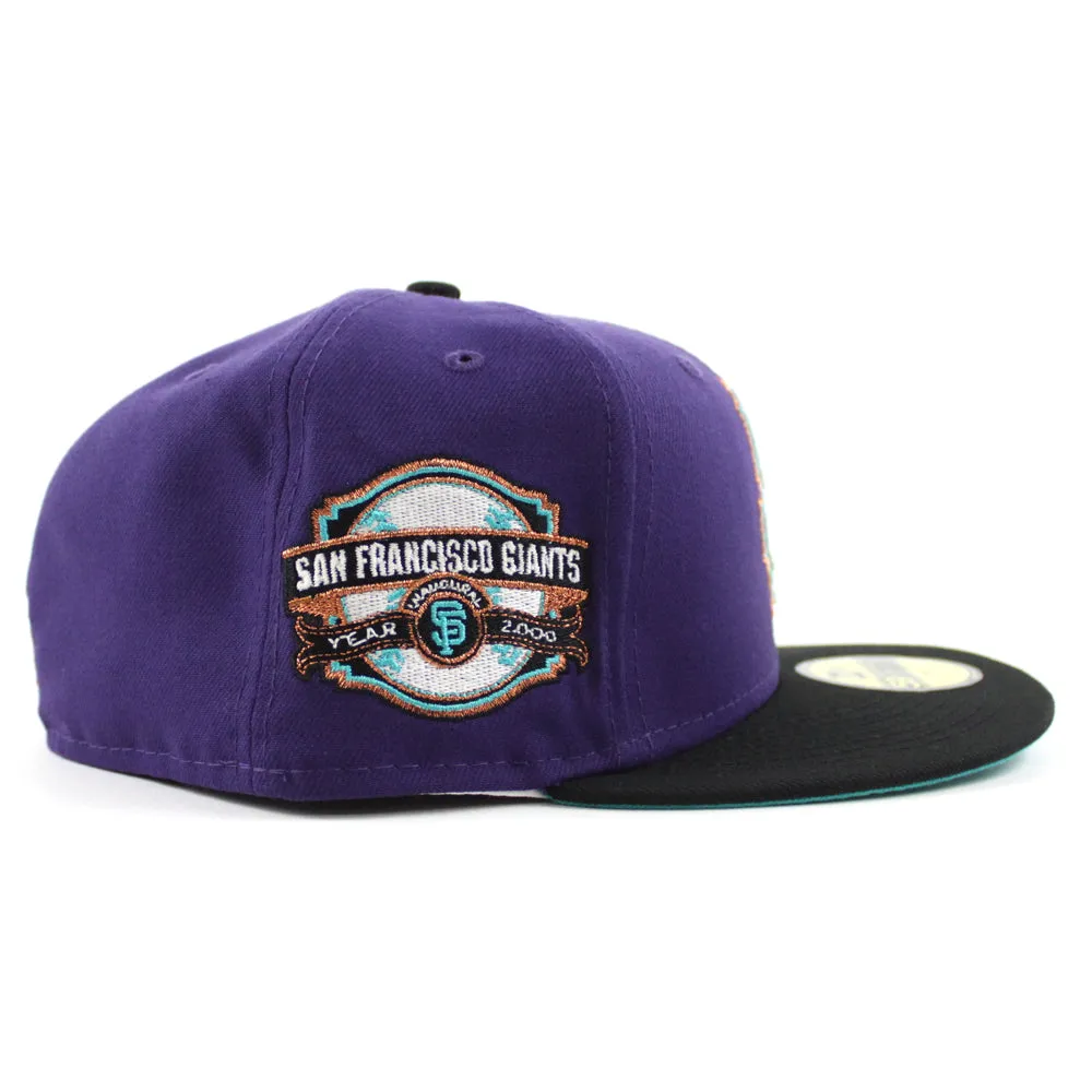 San Francisco Giants INAUGURAL YEAR 2000 New Era 59Fifty Fitted Hat (GITD Purple Black Aqua Under Brim)
