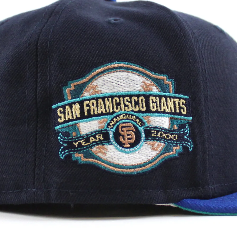 San Francisco Giants INAUGURAL YEAR 2000 New Era 59Fifty Fitted Hat (Glow in the Dark NAVY BLUE AZURE TEAL BREEZE Under Brim)