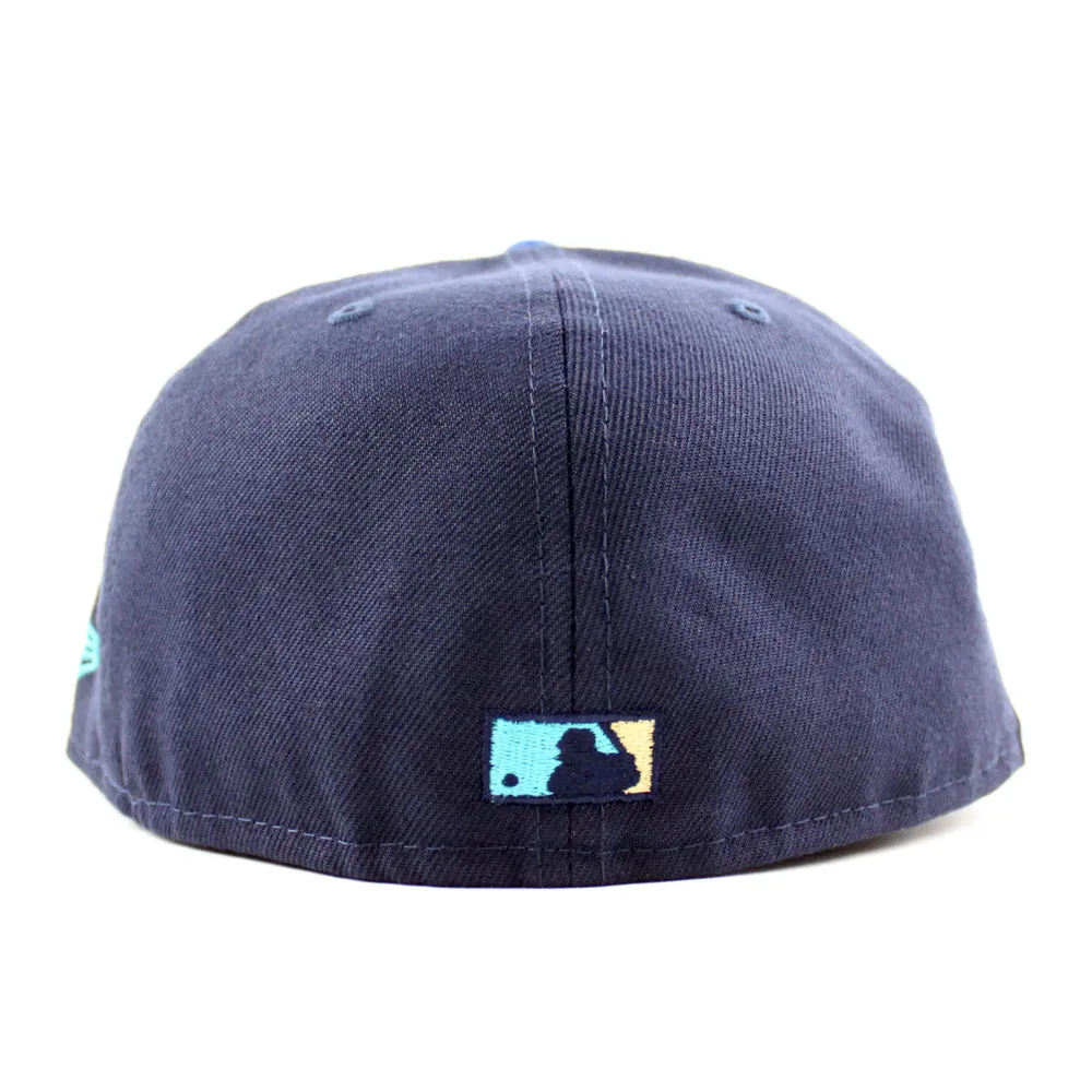 San Francisco Giants INAUGURAL YEAR 2000 New Era 59Fifty Fitted Hat (Glow in the Dark NAVY BLUE AZURE TEAL BREEZE Under Brim)