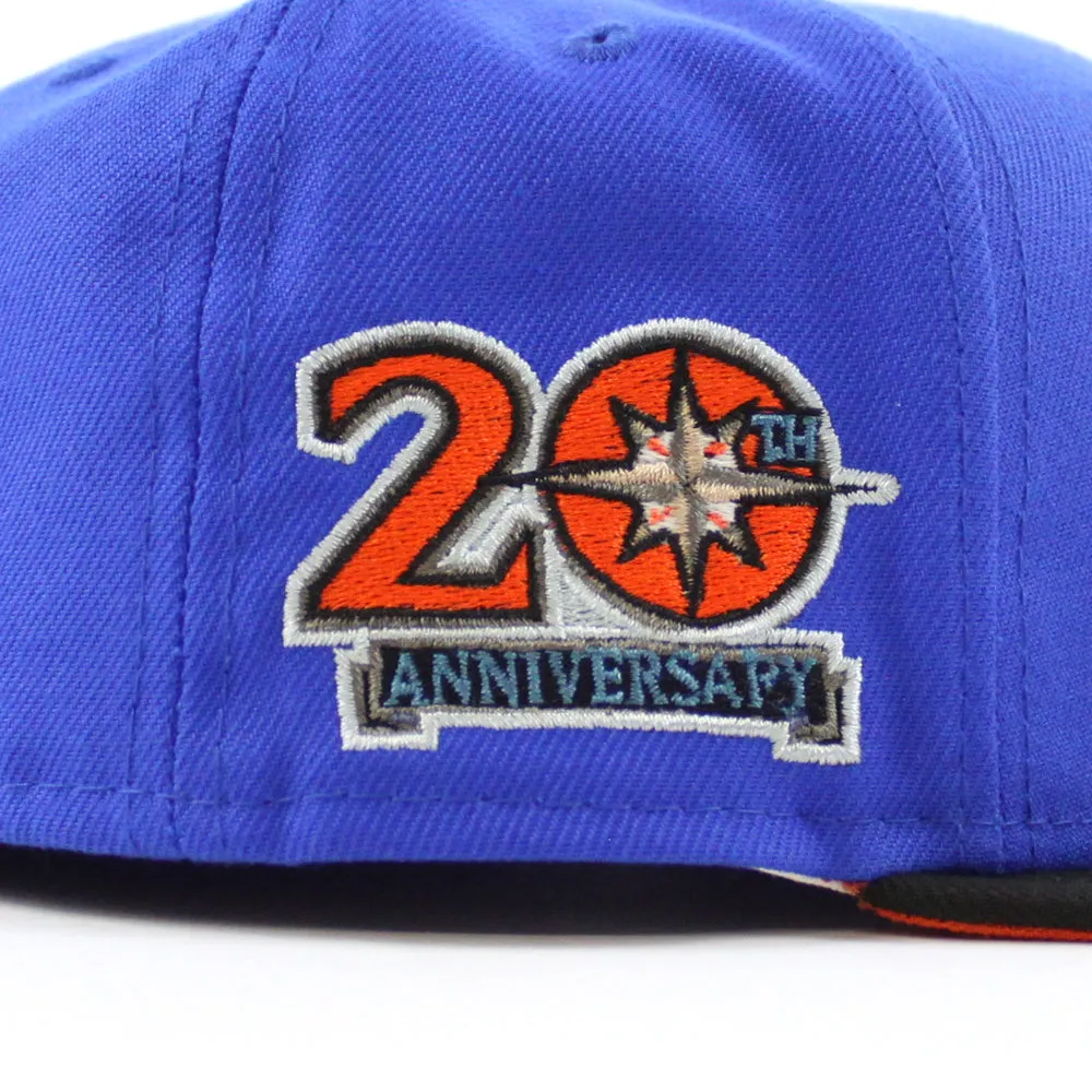 Seattle Mariners 20TH ANNIVERSARY New Era 59Fifty Fitted Hat (GITD BLUE BEAD BLACK COUNTDOWN ORANGE Under Brim)