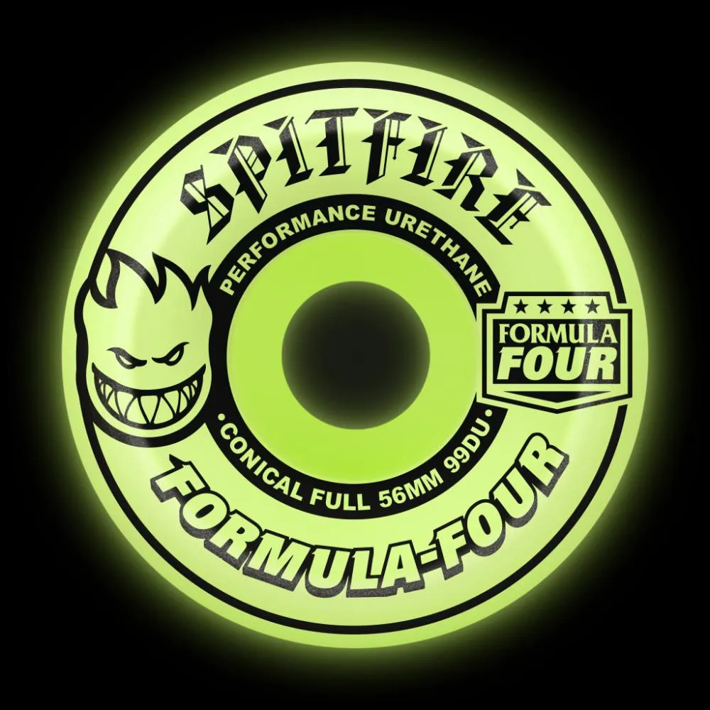 Spitfire Formula Four Glow in the Dark Conical Full 99d Wheels - 56mm