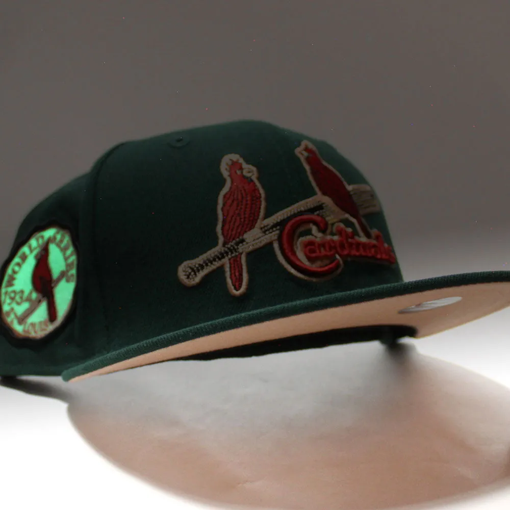 St. Louis Cardinals 1934 World Series New Era 59Fifty Fitted Hat (Dark Green Peach Under Brim)