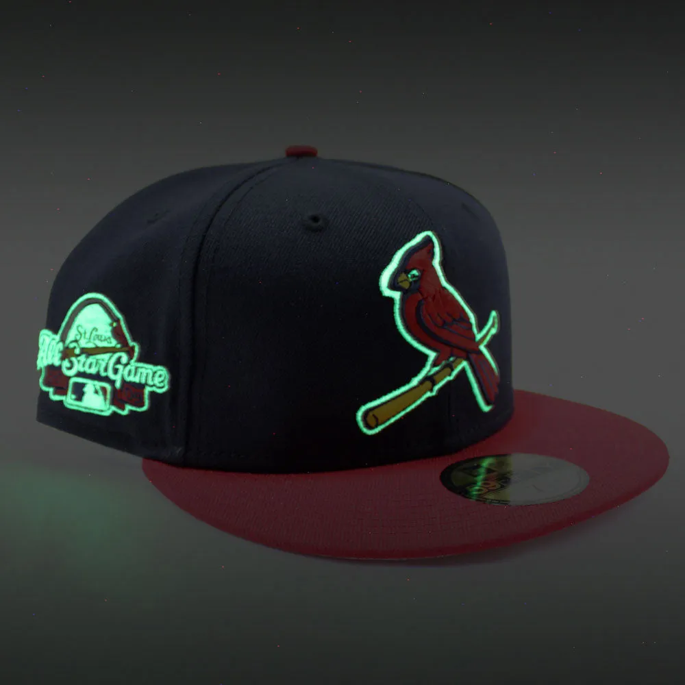 St Louis Cardinals 2009 All-Star Game New Era 59Fifty Fitted Hat (Glow in the Dark Logo Navy Red PINK Under Brim)