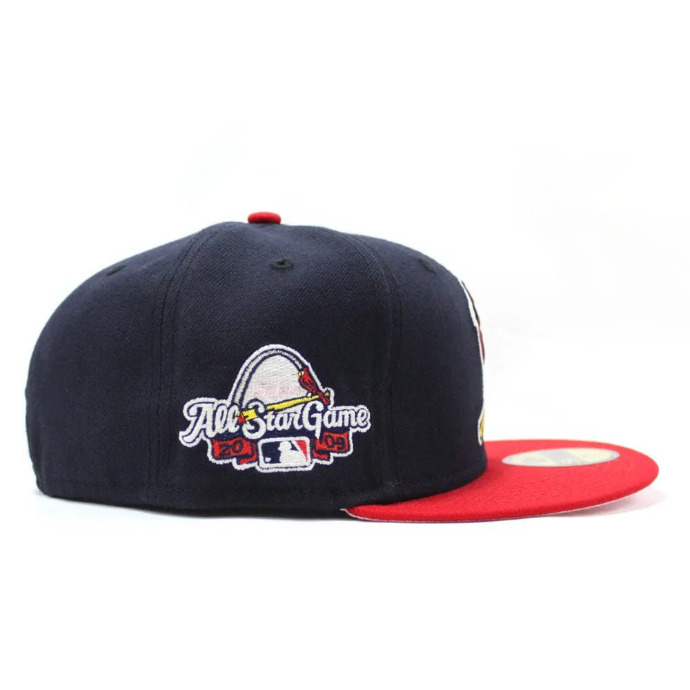 St Louis Cardinals 2009 All-Star Game New Era 59Fifty Fitted Hat (Glow in the Dark Logo Navy Red PINK Under Brim)