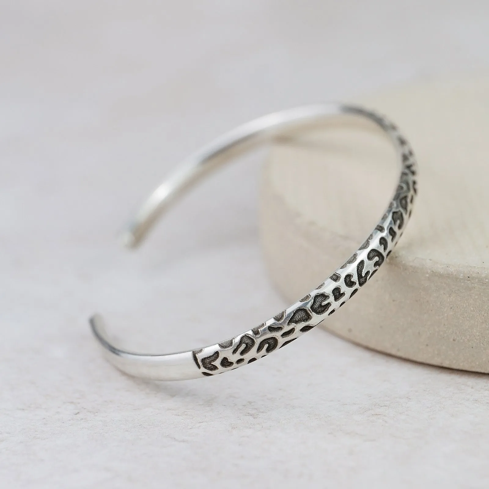 Sterling Silver Leopard Print Cuff