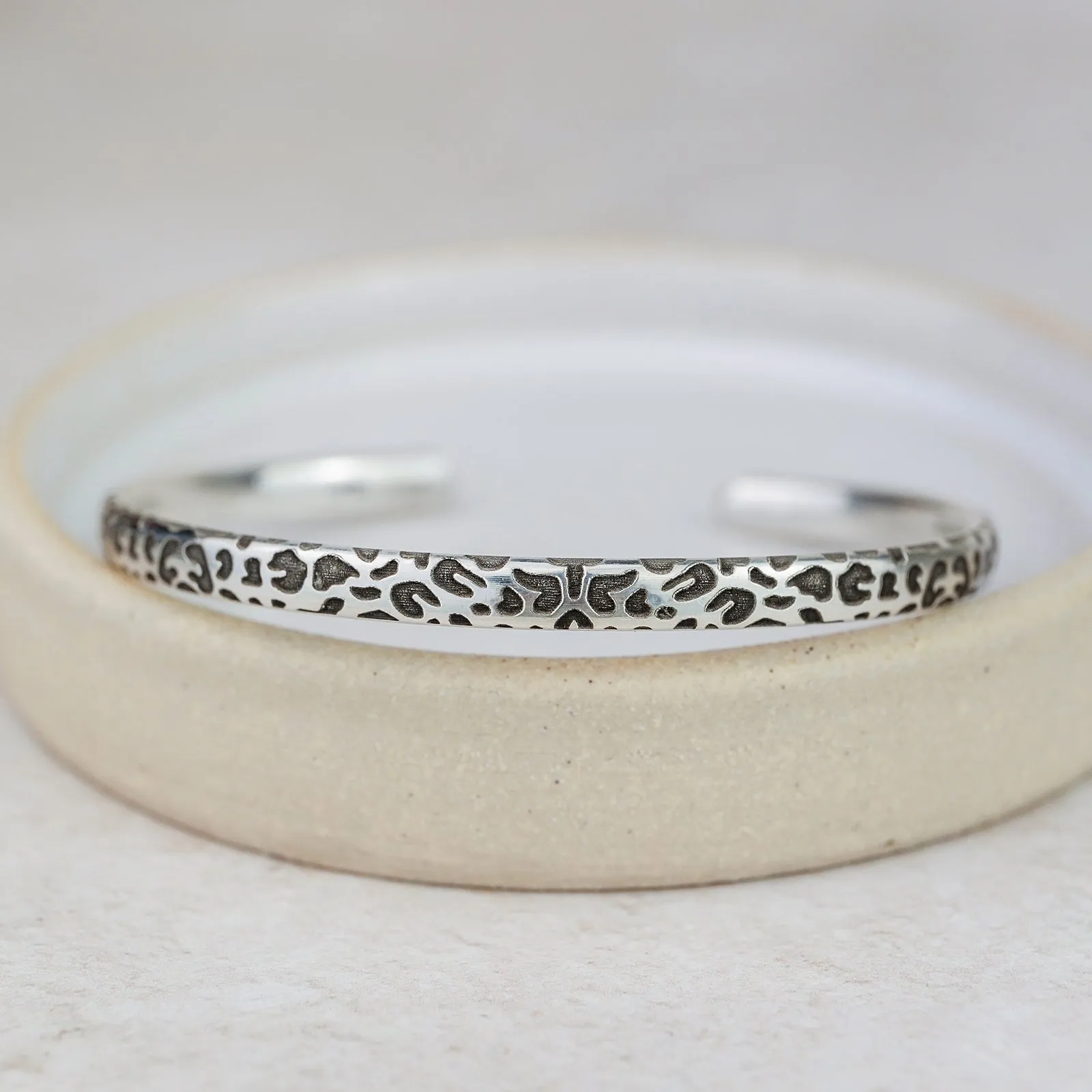 Sterling Silver Leopard Print Cuff