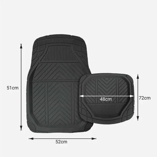 Stingray 4Pce Deep Trough Mat Set - Grey (ZS1839PGR)