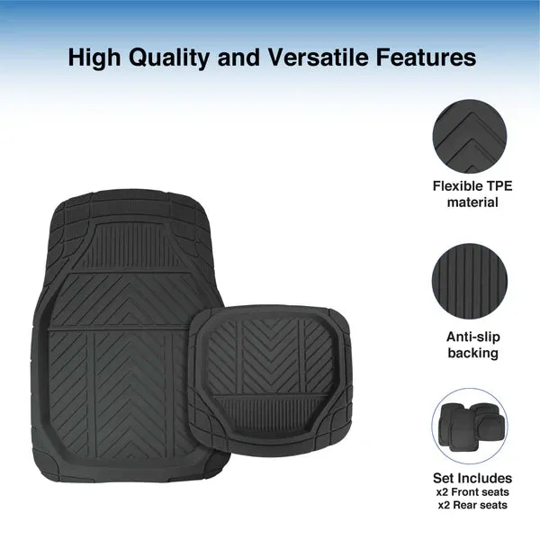 Stingray 4Pce Deep Trough Mat Set - Grey (ZS1839PGR)