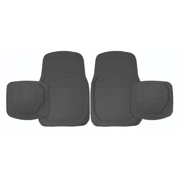 Stingray 4Pce Deep Trough Mat Set - Grey (ZS1839PGR)