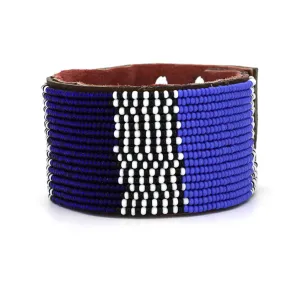 Swahili Coast - Large Blue Atlas Leather Cuff