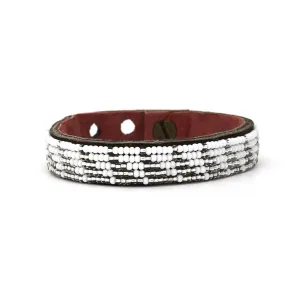 Swahili Coast - Small Silver Tri Leather Cuff