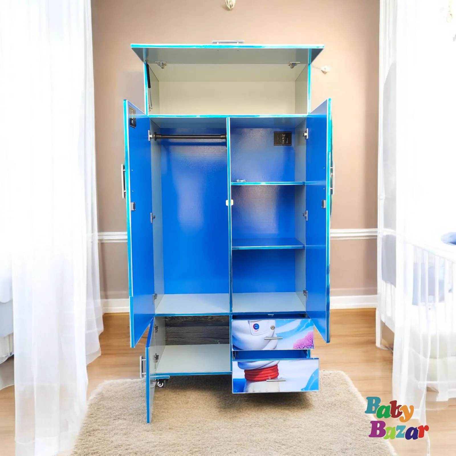 Teddy Themed Kids Wooden Cupboard 5 Hegiht Feet x 3 Width Feet Durable & Charming Storage Solution