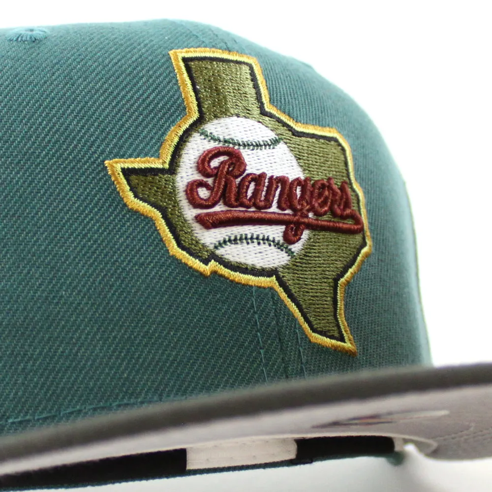 Texas Rangers 1993 American League New Era 59Fifty Fitted Hat (GITD PINE NEEDLE GREEN DARK PEWTER GRAY Under Brim)