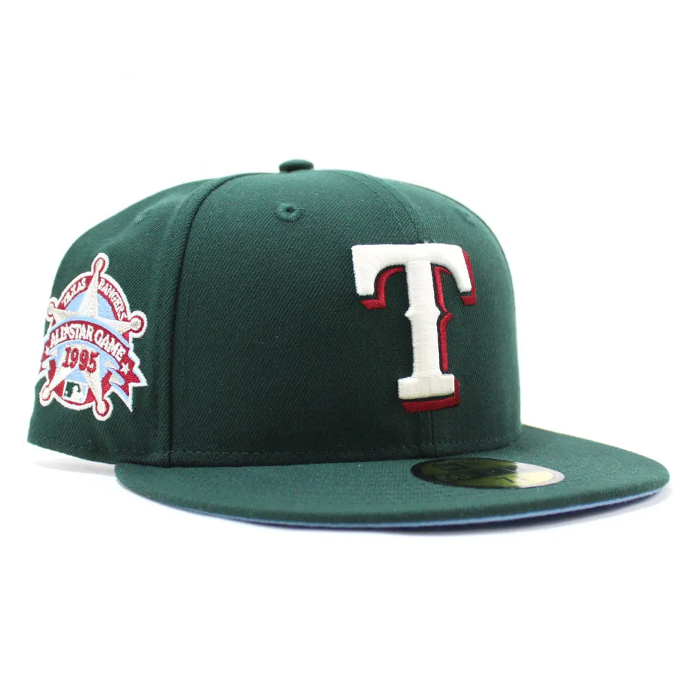 Texas Rangers 1995 All Star Game New Era 59Fifty Fitted Hat (Glow in the Dark Green Sky Blue Under Brim)