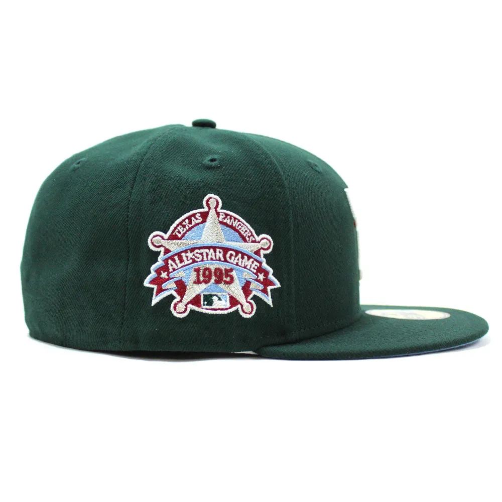Texas Rangers 1995 All Star Game New Era 59Fifty Fitted Hat (Glow in the Dark Green Sky Blue Under Brim)