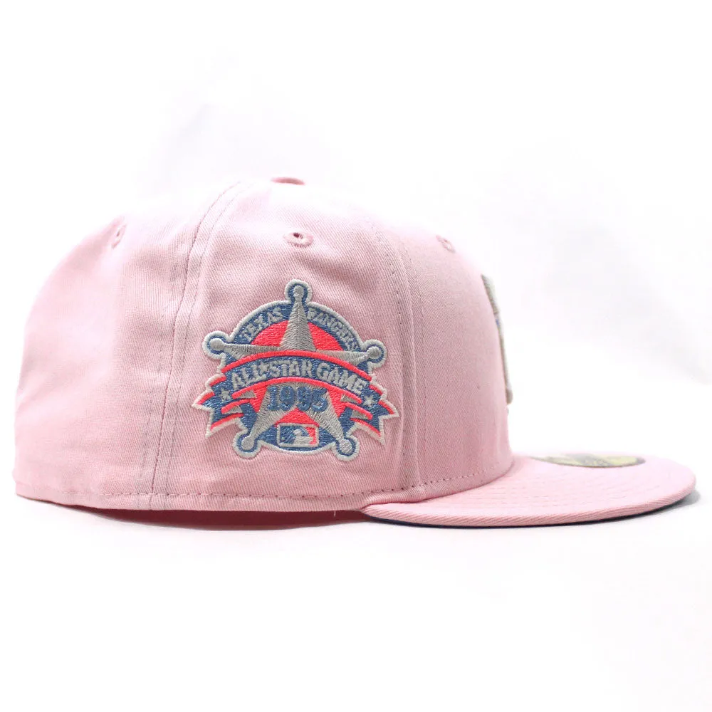 Texas Rangers 1995 All Star Game New Era 59Fifty Fitted Hat (Glow in the Dark Pink Sky Blue Under Brim)