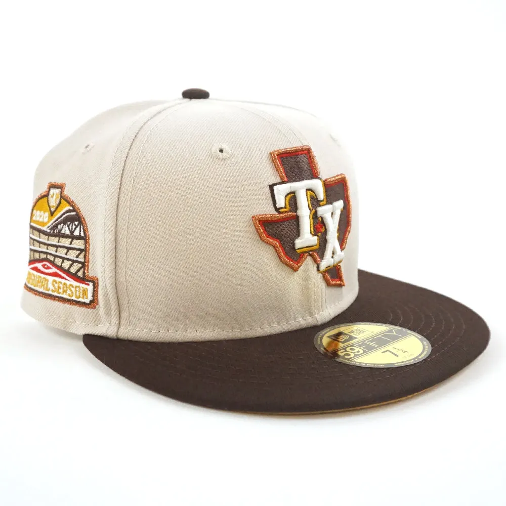 Texas Rangers 2020 INAUGURAL SEASON New Era 59Fifty Fitted Hat (GITD Stone Burnt Wood Wheat Under Brim)
