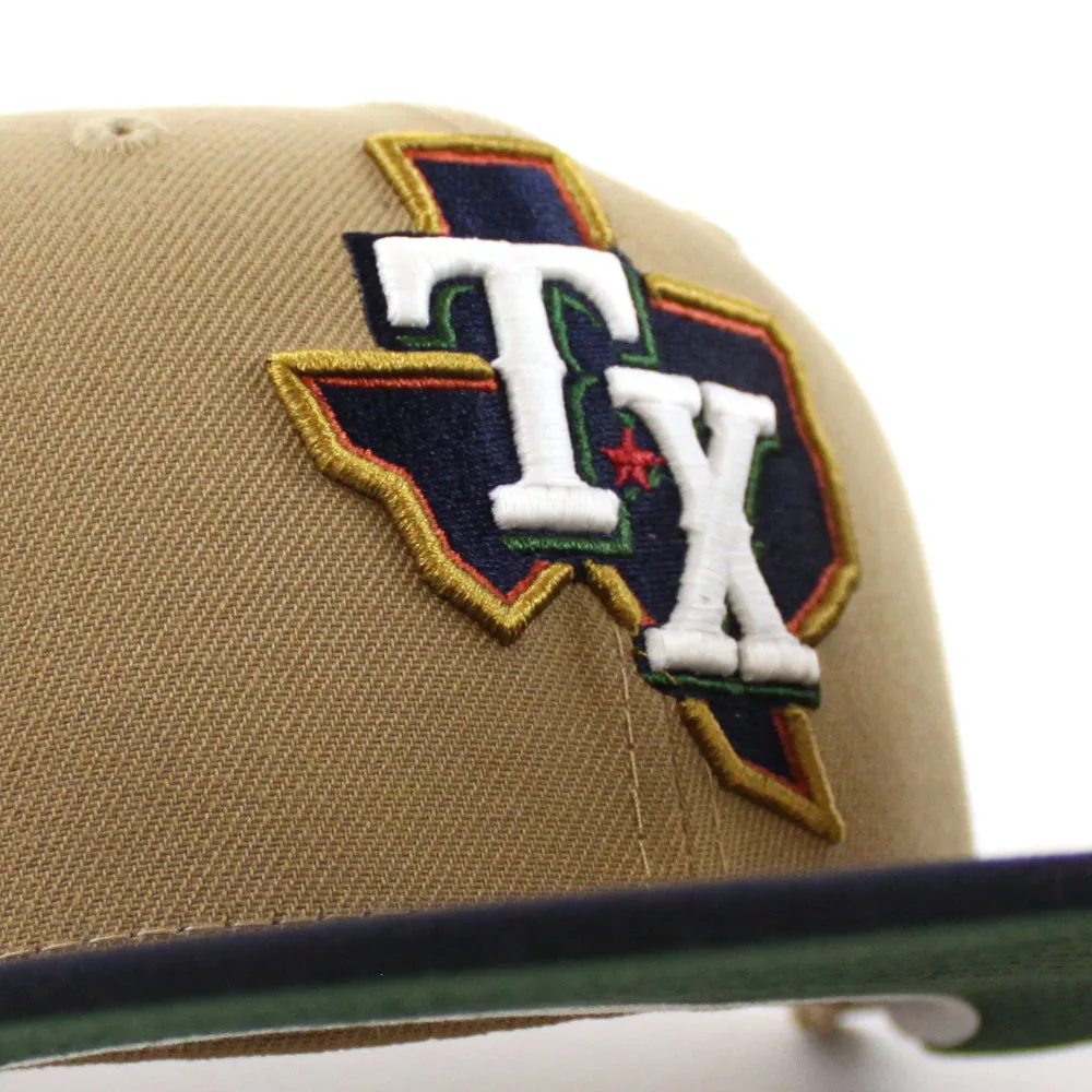 Texas Rangers INAUGURAL SEASON New Era 59Fifty Fitted Hat (GITD Khaki Navy Green Under Brim)