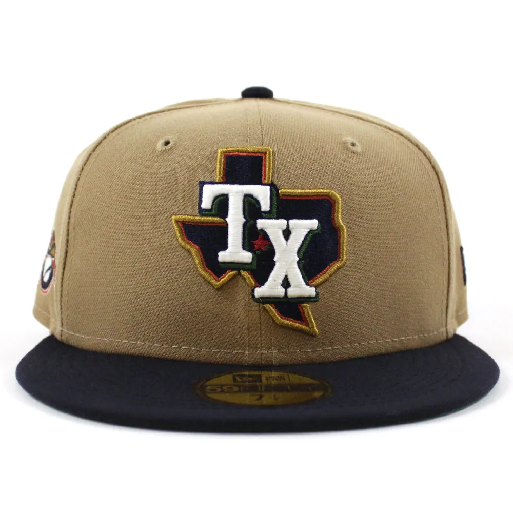 Texas Rangers INAUGURAL SEASON New Era 59Fifty Fitted Hat (GITD Khaki Navy Green Under Brim)