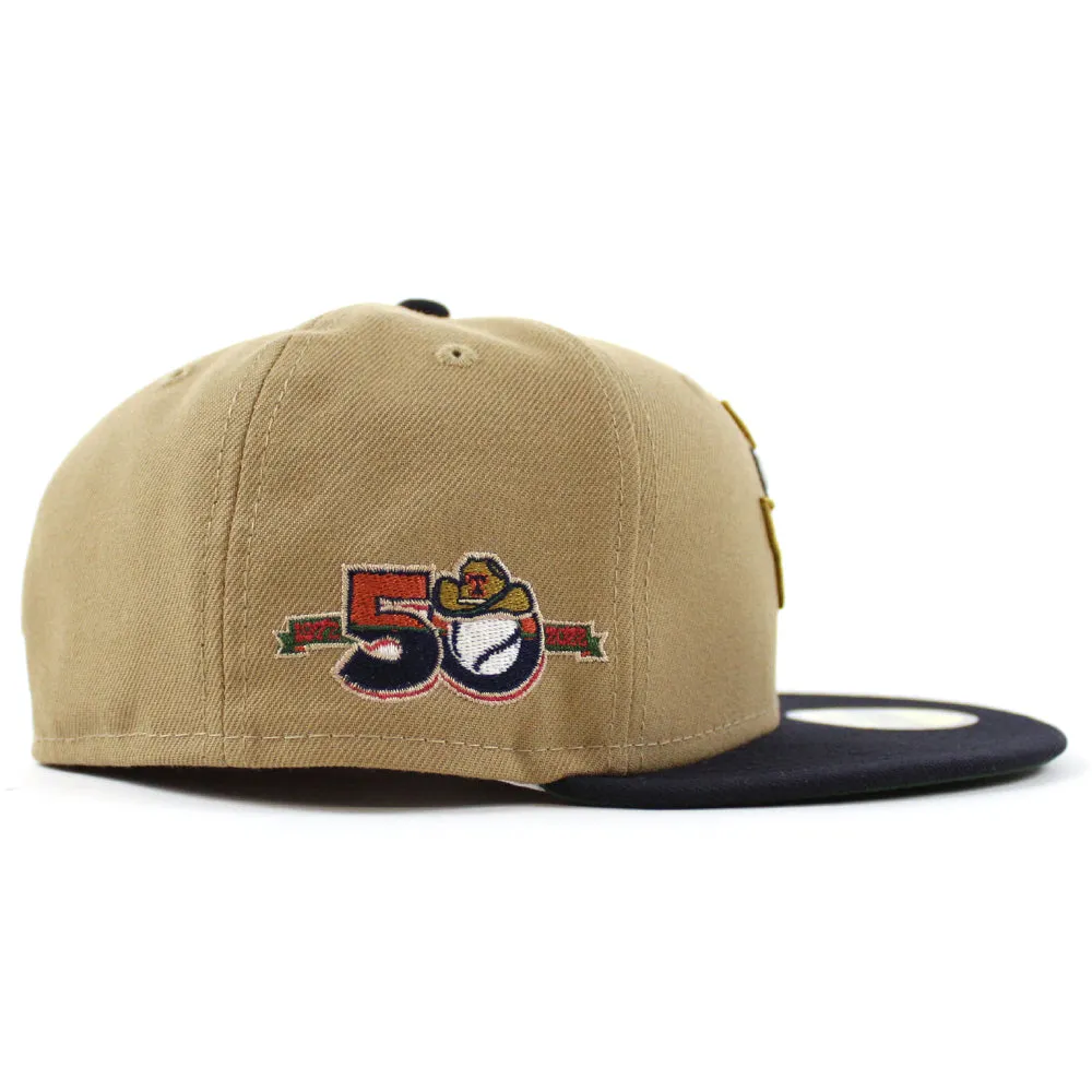 Texas Rangers INAUGURAL SEASON New Era 59Fifty Fitted Hat (GITD Khaki Navy Green Under Brim)