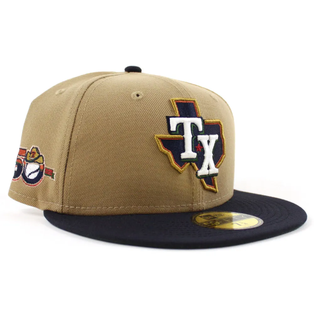 Texas Rangers INAUGURAL SEASON New Era 59Fifty Fitted Hat (GITD Khaki Navy Green Under Brim)