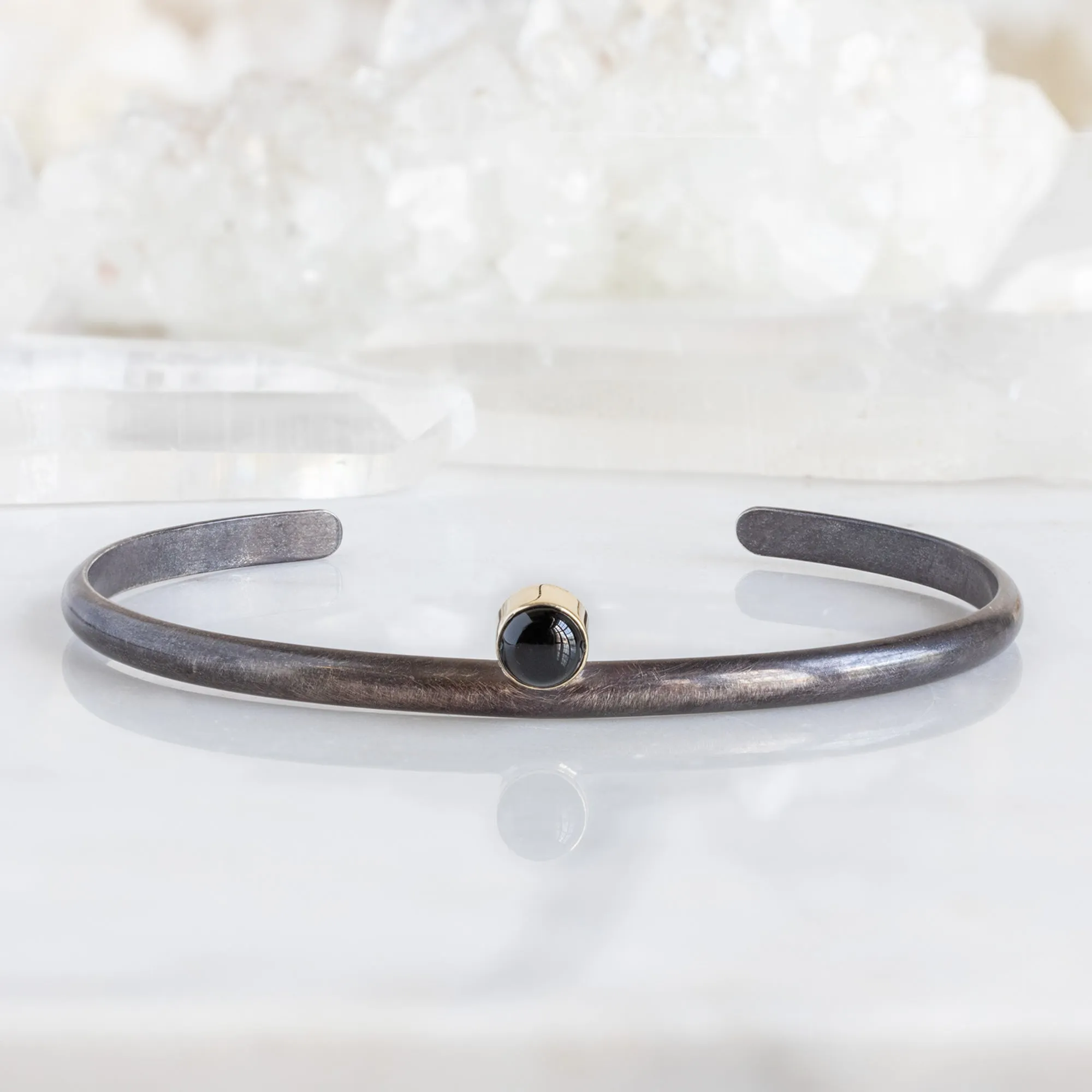 The Onyx Cuff Bracelet | Oxidized Sterling Silver