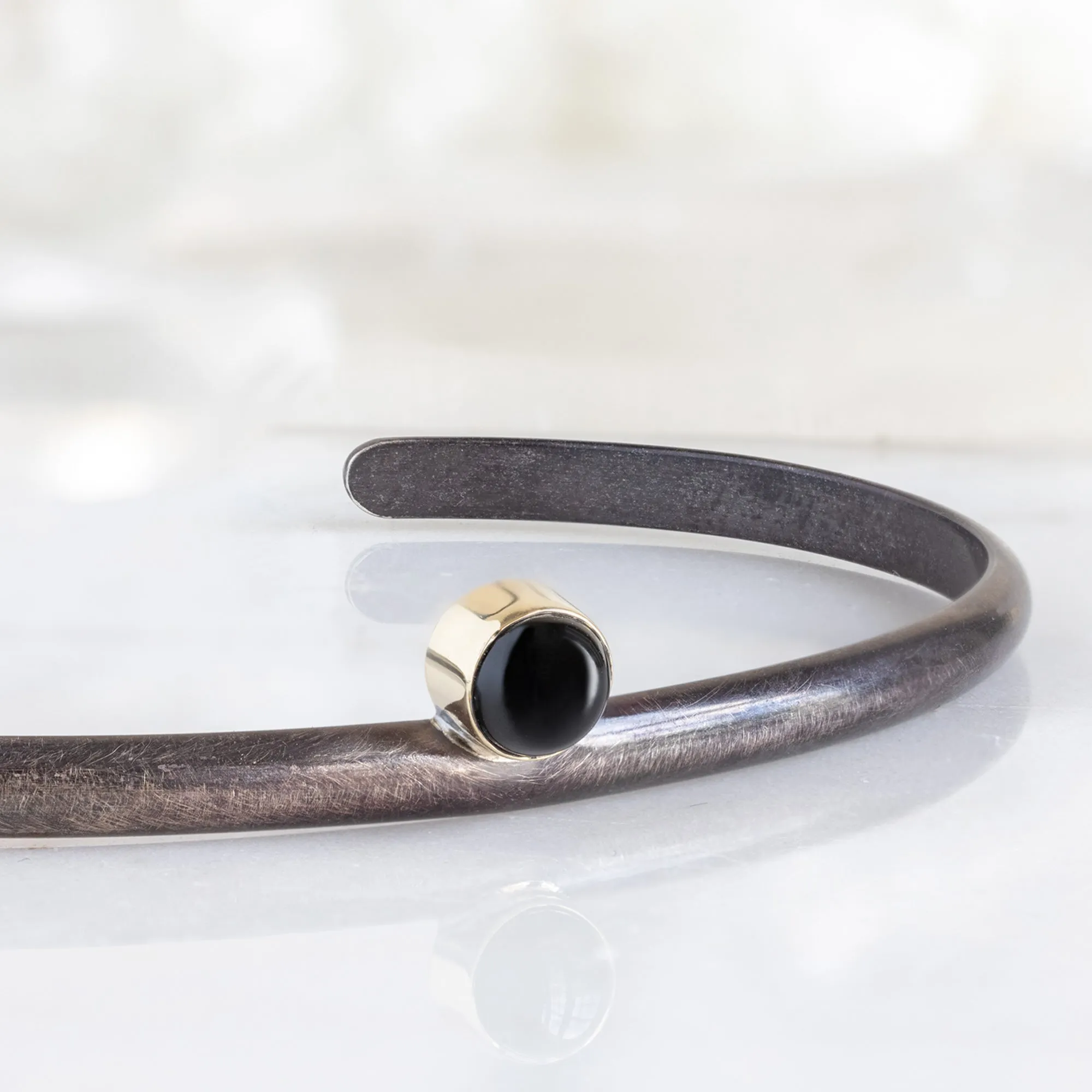 The Onyx Cuff Bracelet | Oxidized Sterling Silver